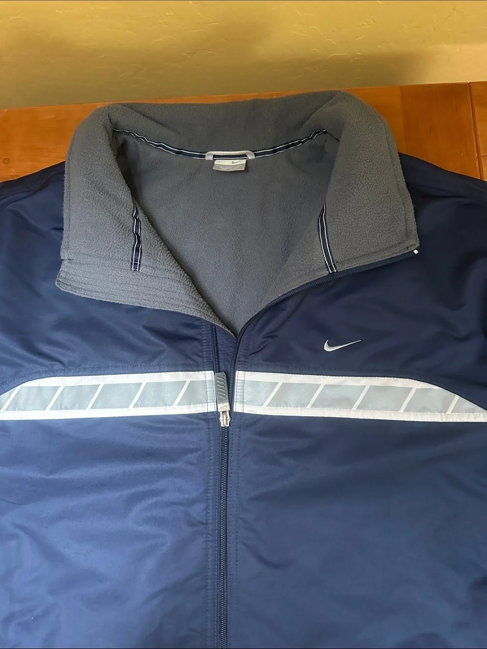 Nike Men's XXL Vintage Navy and Gray Full-Zip Insulated Windbreaker w/Fleece